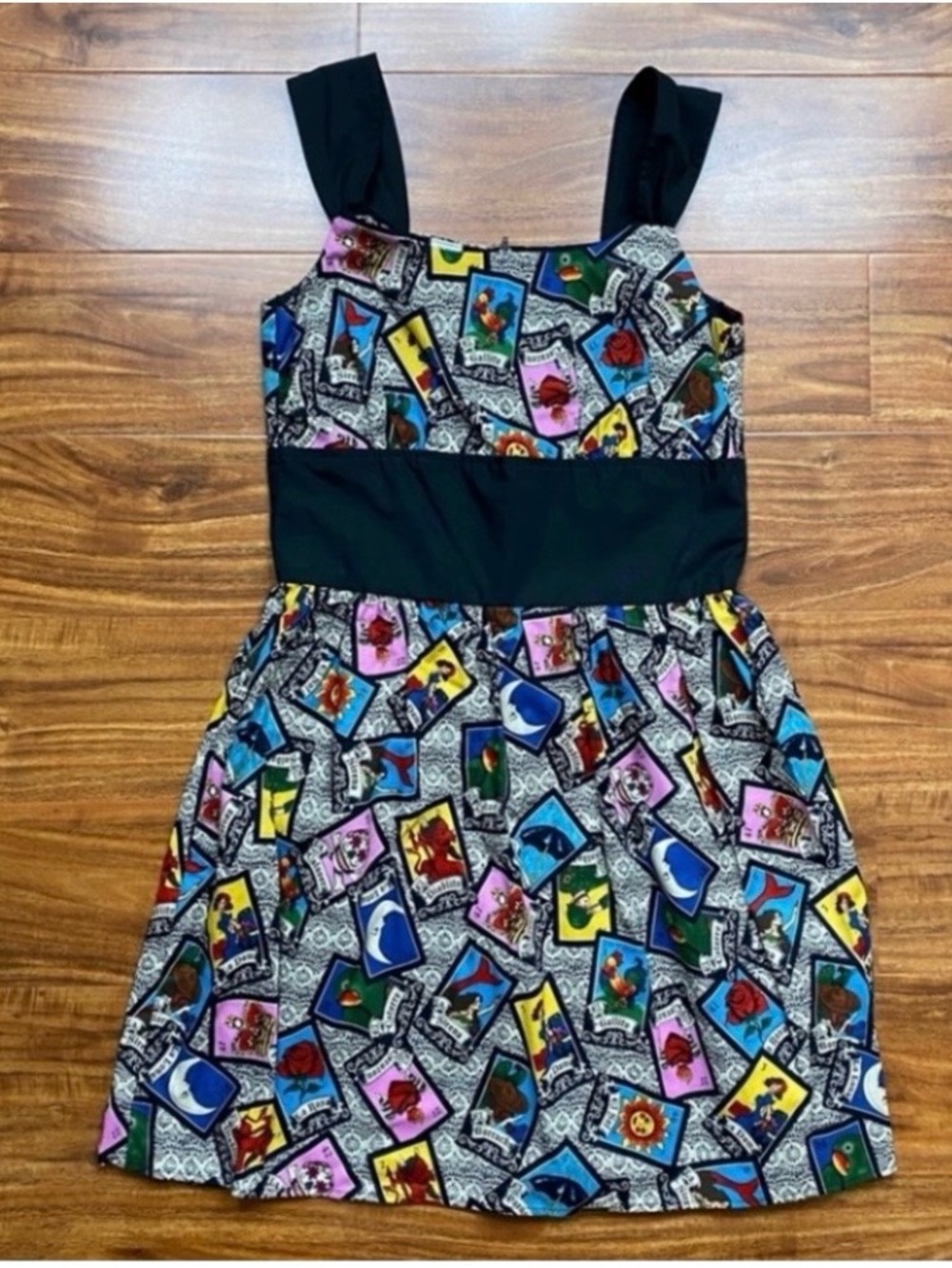 NWT New Hemet Womens Multicolor Mexican Loteria Cotton Mini Dress XS Rockabilly